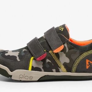 PLAE Kids' Charcoal and Neon Camo Sneakers